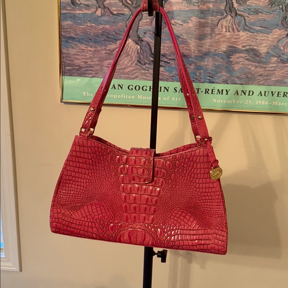Brahmin Elegant Pink Crocodile-Embossed Women's Bag